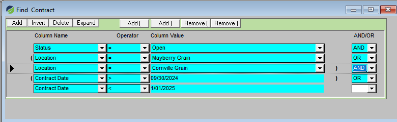 Screenshot of Agrosoft Search Find Screen